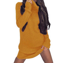 Load image into Gallery viewer, HEFLASHOR Sexy Autumn Winter Knitting Sweater Dress Women Turtleneck Sexy Dresses Female Long Sleeve Dress Solid Color Vestidos