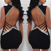 Load image into Gallery viewer, New Elegant Sexy Women Deep V- Neck Sequin Bandage Bodycon Dress Party Short Mini Dresses Fashion