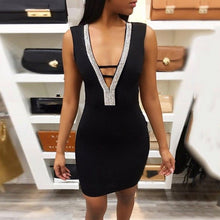 Load image into Gallery viewer, New Elegant Sexy Women Deep V- Neck Sequin Bandage Bodycon Dress Party Short Mini Dresses Fashion